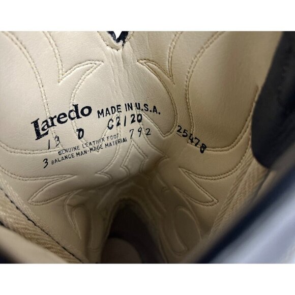 Laredo Little Kid Black Leather Cowboy Boots Size 13D Pull On Mid Calf Authentic - Picture 5 of 5